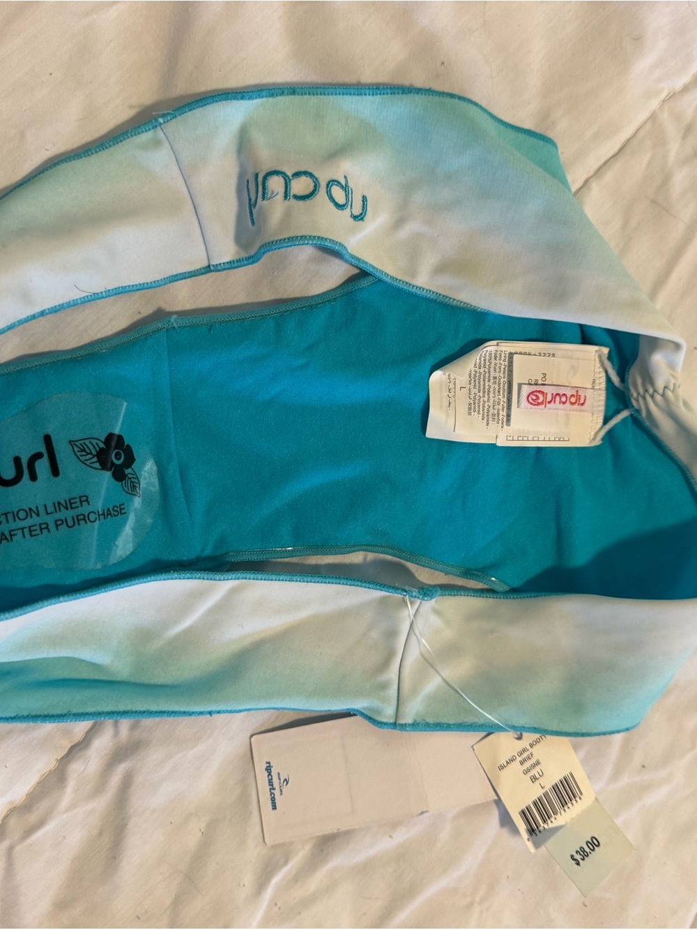 Rip Curl White and Teal Bandeau Bikini bottom